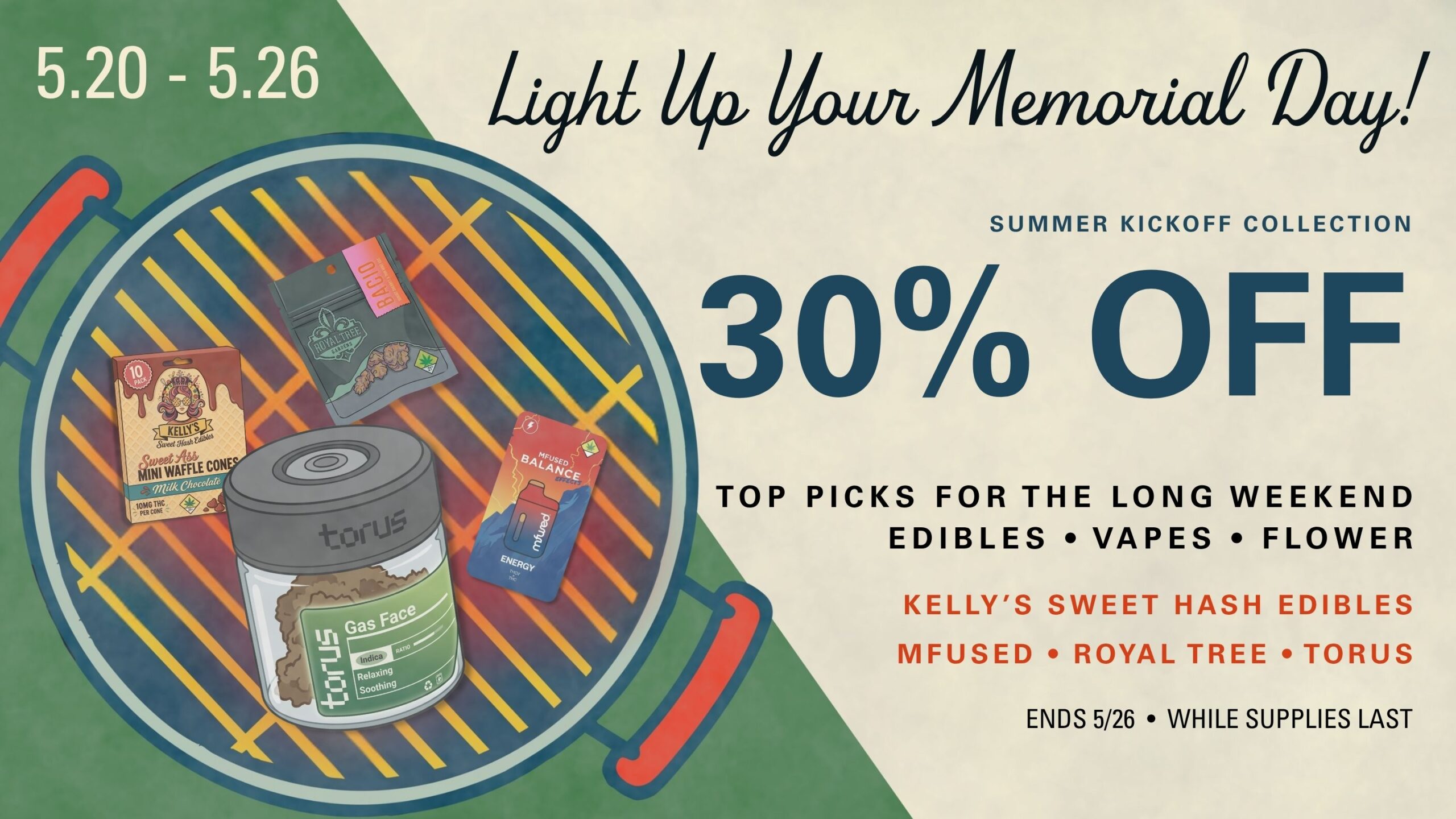 Cannabis sale at Lux Pot Shop Seattle. 30% Off Royal Tree, Torus, Mfused, Kelly's Sweet Hash Edibles 5/20-5/26.