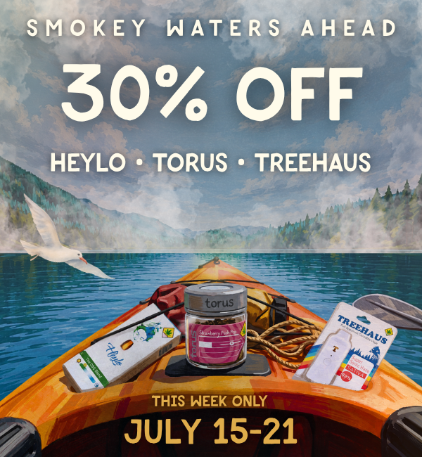 Cannabis sale at Lux Pot Shop Seattle. 30% off Heylo, Torus, and Treehaus in stores and online 7.15 - 7.21.26