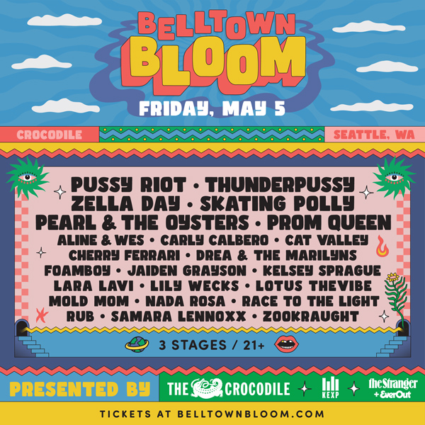 The lineup for day 1 of Belltown Bloom, Friday May 5th