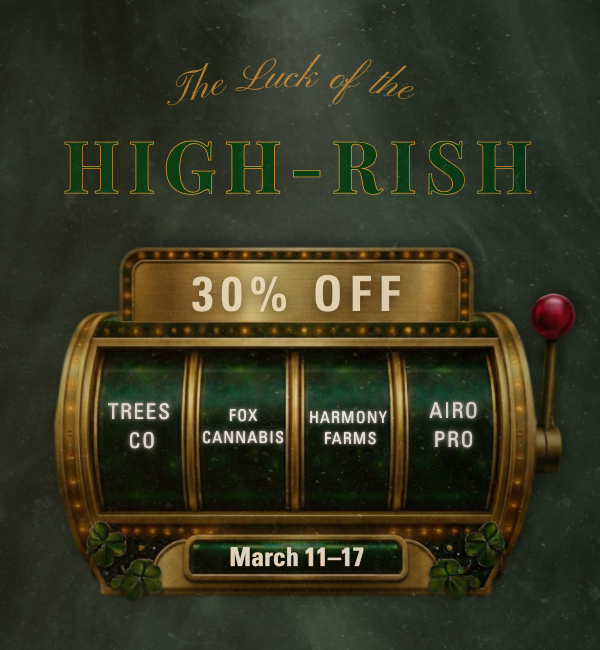 Seattle Cannabis sale at Lux Pot Shop. 30% off Trees Co, Fox Cannabis, Harmony Farms, AiroPro. 3/11/26 - 3/17/26