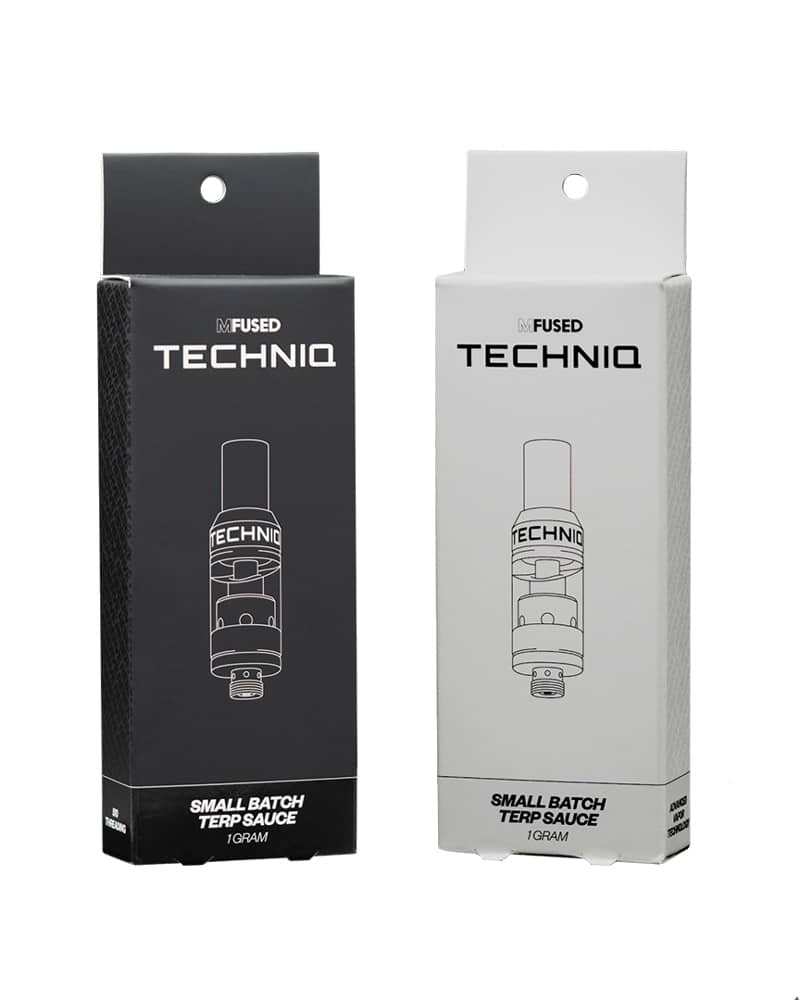 2 examples of the packaging for cartridges in Mfused's Teqniq line.