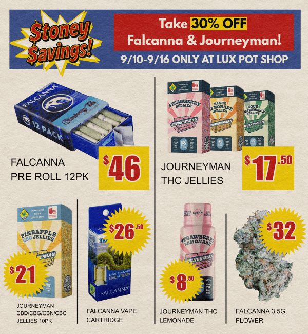 Take 30% off all Falcanna and Journeyman, September 10th through September 16th