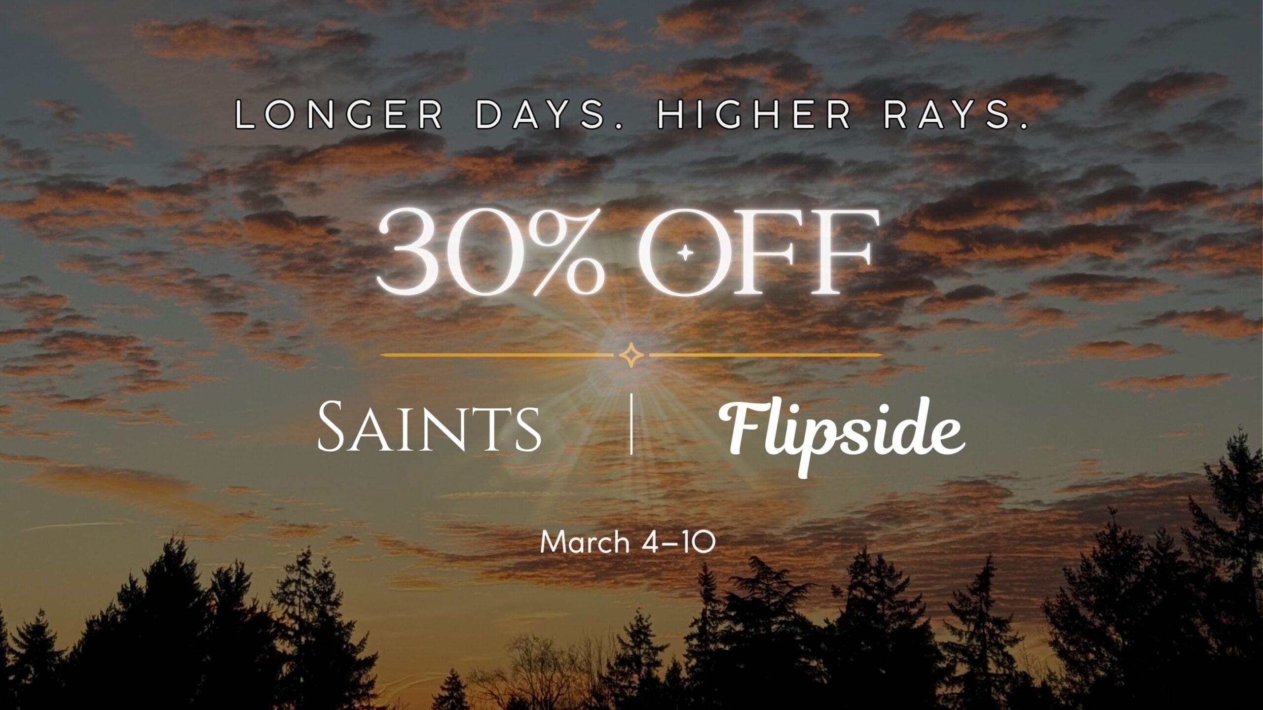 Seattle Cannabis sale at Lux Pot Shop. 30% off Saints and Flipside 3.4.26 - 3.10.26